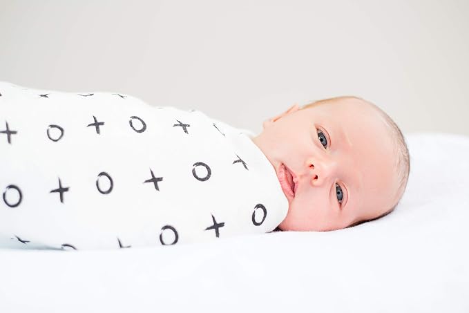 Lulujo Baby Swaddle Blanket| Unisex Softest Bamboo Viscose Muslin Swaddle Blanket| Neutral Receiving Blanket for Girls & Boys | 47in x 47in Hugs & Kisses