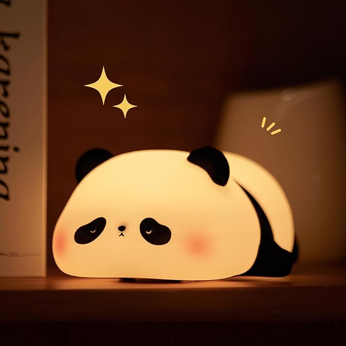 Panda Night Light for Kids, Cute Panda Lamp Silicone Nursery Night Light Bedroom Nightlights USB Rechargeable Bedside Lamp for Baby Children Toddlers Women Teen Girls Breastfeeding Gift