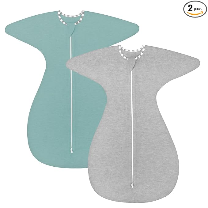 ZIGJOY Shark-Fin Transition Swaddle for Newborn - 0.5 Tog Rayon Made from Bamboo Sleep Sack Baby Swaddle Blanket with 2-Way Zipper, Hemp Grey