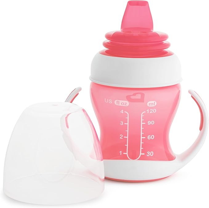 Munchkin® Gentle??Transition Sippy Trainer Cup, 4 Ounce, Pink (Pack of 2)