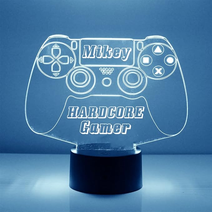 Personalized Gaming LED Sign Night Light Lamp with Remote, Custom Text, Acrylic Display with 16 Colors & 4 Modes, Battery or USB Power, Made in The USA (Controller 7)
