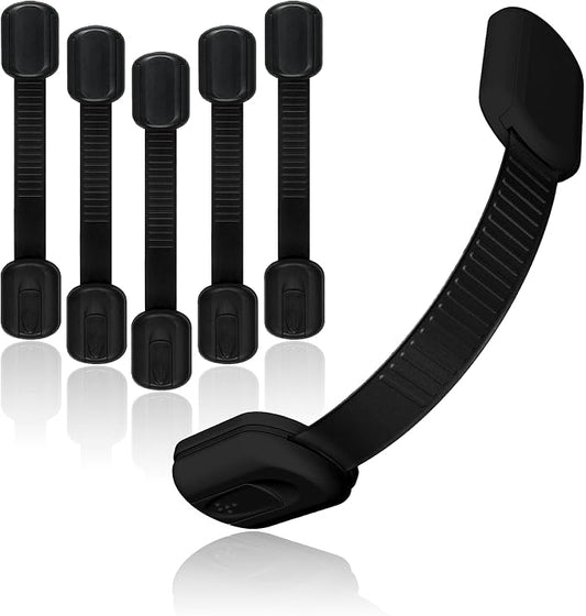 Cabinet Locks Provide Effective Baby Proofing - No Screws and Magnets Required Multi-purpose Suitable for Furniture Ovens Drawers Kitchens Toilet Seats (B - Black, 1 pack of 6)