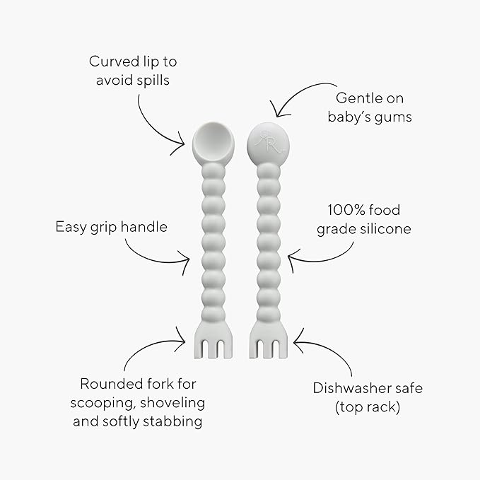 Ryan & Rose Cutie Tensils Baby Spoon and Fork (Rocket, 8 Pack)