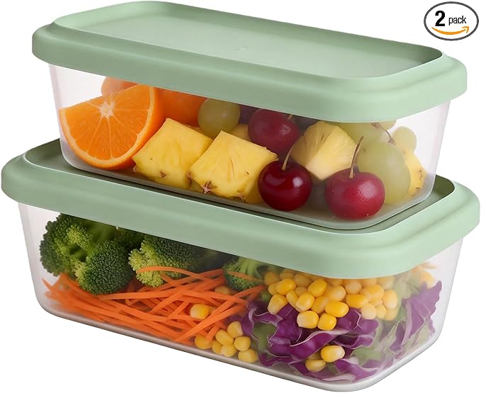 Silicone Food Storage Containers with Lids, 2-Piece Set (500ml & 900ml) - BPA-Free - Kitchen Organization for Meal Prep, Snacks, Leftovers Freezer, Microwave & Dishwasher Safe (Green)