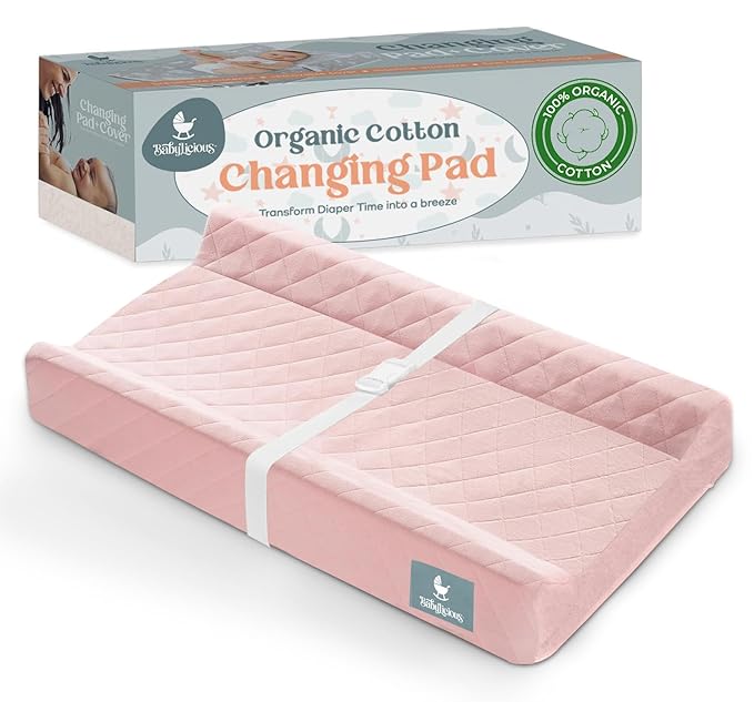 Contoured Baby Changing Pad ??Waterproof & Breathable Diaper Changing Pad | Removable Washable Cover, Non-Slip Base & Safety Strap | Standard Size for Dresser & Changing Table Pads