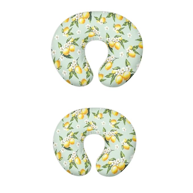 White Floral and Lemon Breastfeeding Pillow Cover Stretchy Removable Nursing Covers for Breastfeeding Pillows Ultra Soft Newborn Feeding Pillow Cover Washable and Easy to Clean