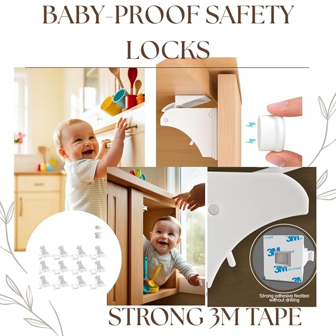 BigBest Magnetic Cabinet Locks ??Baby Proofing for Drawers & Cabinets | No Drilling, Easy Installation, Strong Adhesive, Baby Cabinet Locks 12 Locks + 2 Keys