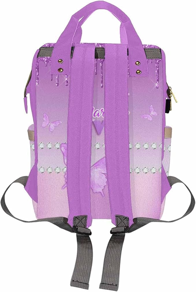 Custom Diaper Bag with Name Customize Name Backpack for Holiday Travel For Outdoor Shopping Daycare Bag African Men Mother's Day Gift, Colorful Butterfly