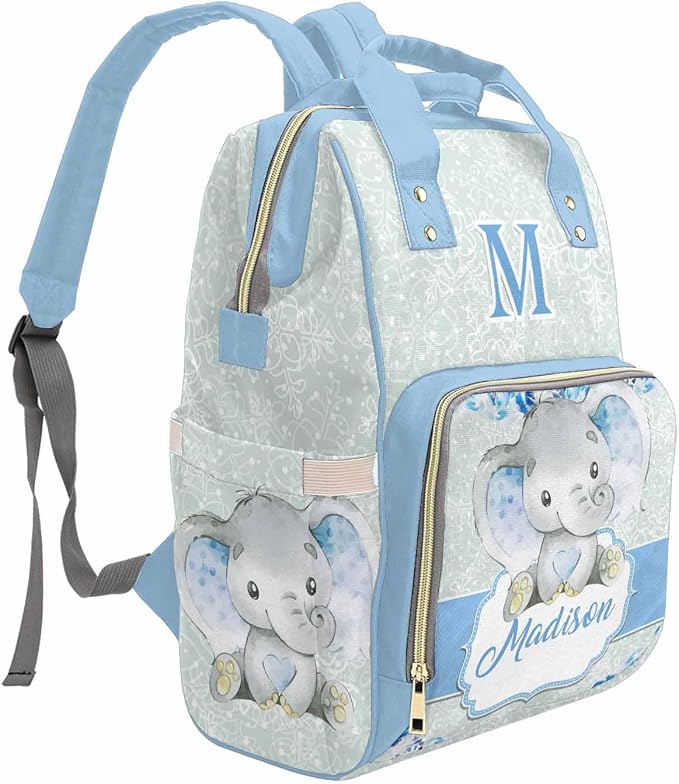 M YESCUSTOM Custom Baby Diaper Bag Large Capacity Mommy Bags, Animals Baby Backpack Personalized Name Backpack Snowflake Casual Daypack Nappy Bag Gifts for Women Daughter