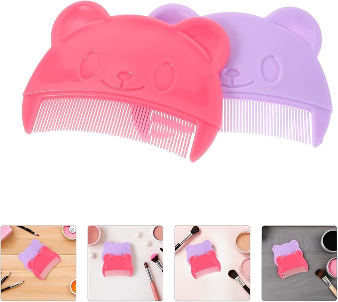 Toyvian Bear Shaped Baby Hair Comb Set - Infant Scalp Brush for Newborn Cradle Cap and Dandruff Removal Gentle Hair Care Comb for Boys and Girls Compact Baby Grooming Tool for Home and Travel