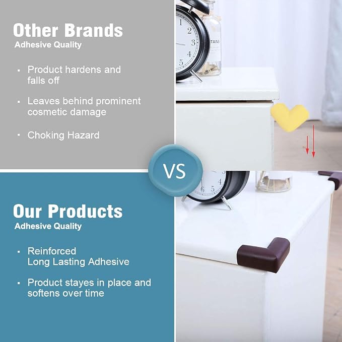 uxcell Furniture Corner Cushions, Foam Table Desk Cabinet Edge Cover Eoney Corner Guards Protectors Bumper, Dark Brown