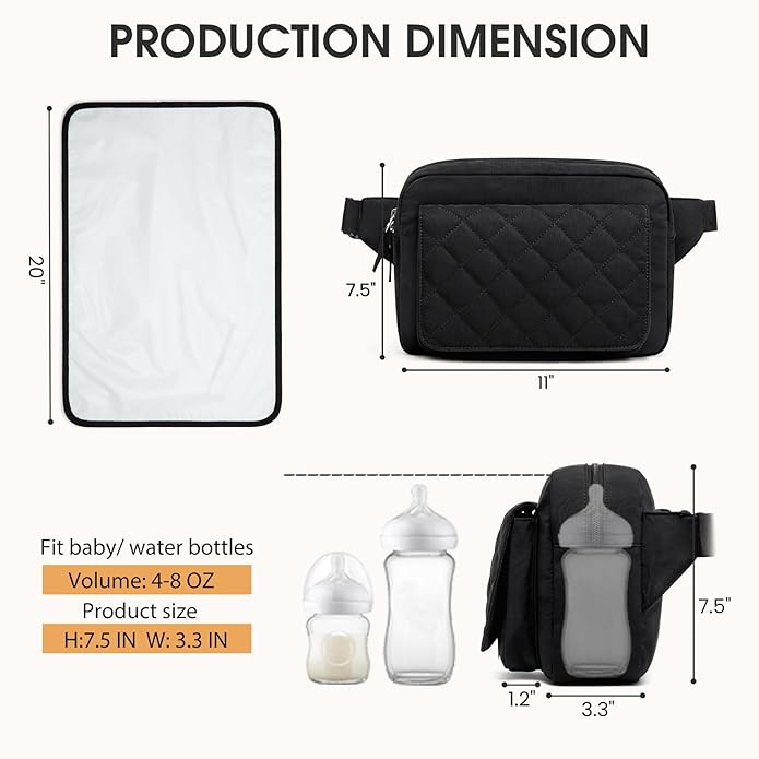 G4Free Small Diaper Bag for Baby Girl and Boy, Mini Sling Diaper Bag Fanny Pack with Portable Changing Pad