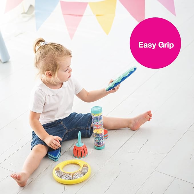 Edushape First Birthday Gift Set - Baby Musical Instruments & Toddler Music Set - Music Toys Baby Gift ??Includes Hand Drum, Rain Stick, Shakers, Bell - Interactive Toddler Music Toys for Toddlers 1-3