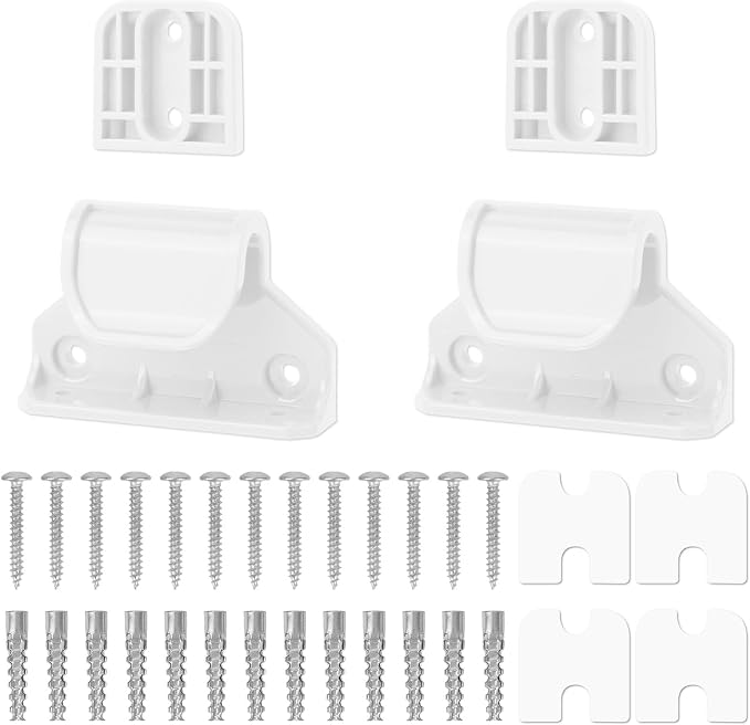 Retractable Baby Safety Gate Replacement Parts Kit, White Baby Safety Gate Hardware Extension Set with 2 Latches 2 Brackets 13 Screws 13 Expansion Tubes