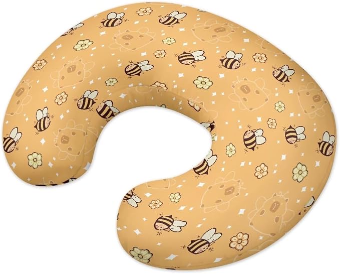 Bee Capybara Nursing Pillow Covers for Baby Girl, Soft Removable Covers Breathable for Breastfeeding Pillows, Nursing Pillow Cases Fit Standard Nursing Pillows
