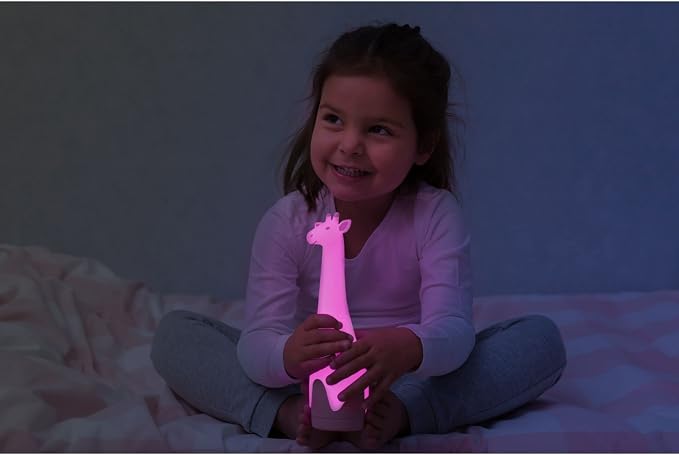 Zazu Kids Nightlight Torch Lamp Giraffe Toy - Grey Flashlight and Bedside Light, Cordless, Multiple LED Color Options, Auto Shut-Off - Gina The Giraffe