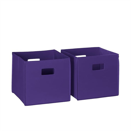 RiverRidge Folding Storage Bins with Handles Dark Purple Cube Storage Organizer for Closet, Bedroom & Playroom - Closet Organizers and Storage Set of 2