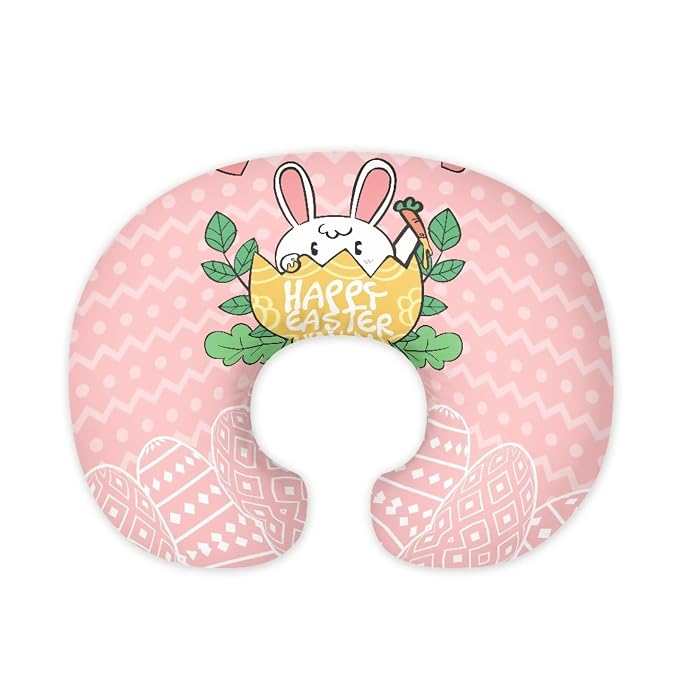 Egg Rabbit Nursing Pillow Covers Slipcovers for Breastfeeding Moms, Ultra Soft Breathable Feeding Pillow Slipcover for Baby Boy Girl Easter Decorations