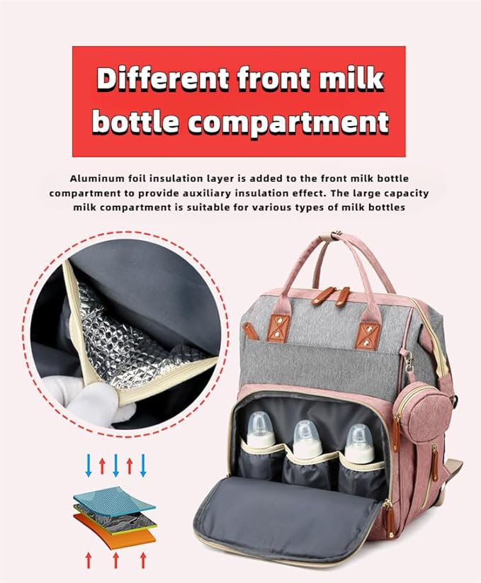 Diaper Bag Backpack, Multifunctional Travel Baby Bag with Changing Pad, Insulated Bottle Holders, Pacifier Case & Stroller Straps, Large Capacity Water Resistant, Unisex （Dark Gray