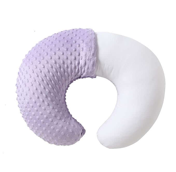 Nursing Pillow and Positioner, Breastfeeding, Bottle Feeding, Baby Sitting Support with Removable Ultra Soft Cover, Tummy Time Support for Baby Boys and Girls (Orchid)