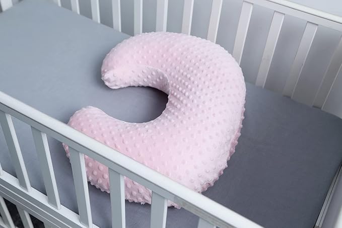 Nursing Pillow and Positioner Breastfeeding and Bottle Feeding, Propping Baby, Tummy Time, Sitting Support for Baby Boy Baby Girl, with Removable Dots Cover (Blushing Bride)