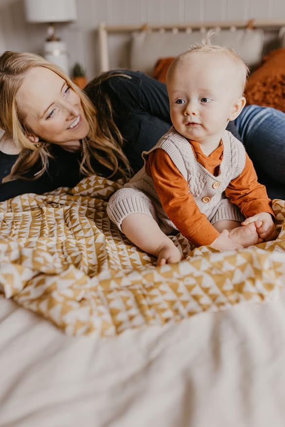 Mini Wander Swaddles for Newborns Muslin Swaddle Blankets - Breathable Soft Gender Neutral Receiving Blanket Baby Essentials | 47 x 47 Cotton - (Mountains (Honey Gold))