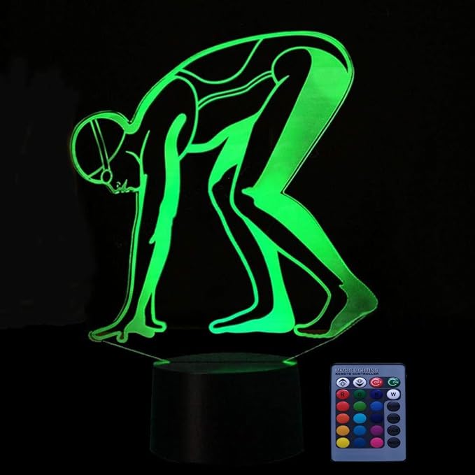 Optical Illusion 3D Sports Swimming Night Light 16 Colors Changing USB Power Remote Control Touch Switch Decor Lamp LED Table Desk Lamp