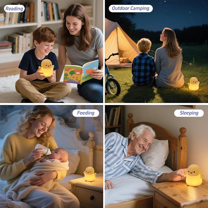 Penguin Night Light for Kids, Cute Squishy Lamp Rechargeable Night Lamp, Penguin LED Novelty Bedside Light, 2 Level Dimmable, Silicone Nursery Table Lamp Room Decor, Nightlights Gifts for Girls Boys