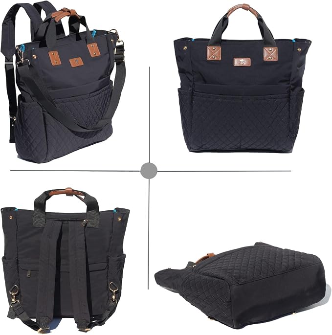 ESVAN Diaper Tote Bag Totepack Backpack Crossbody Bag 3 in 1 for Women Laptop Backpack Multifunctional with Insulated Pockets