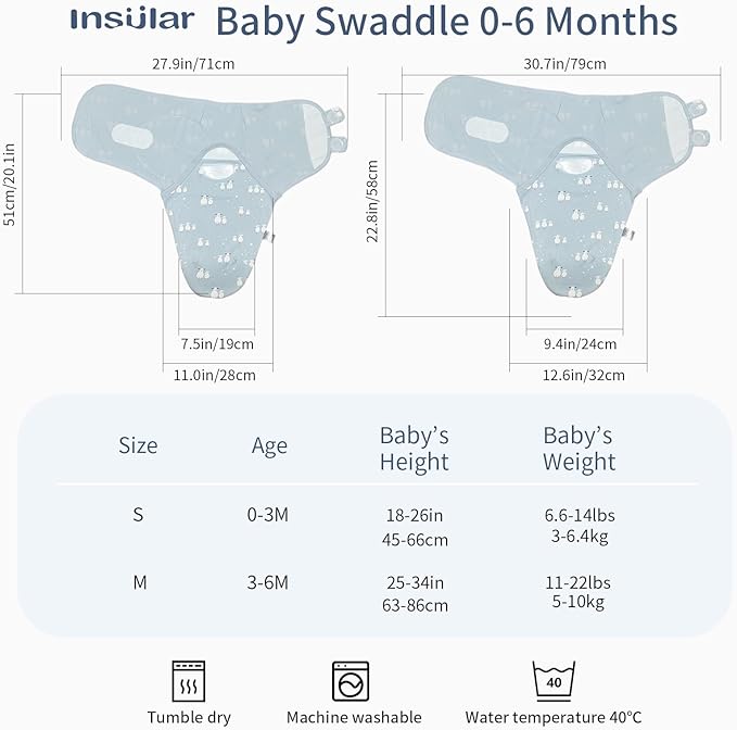 insular Baby Swaddle Wrap, Swaddle Blanket for Newborn and Infant, Adjustable Swaddling Set for Boy and Girl, Soft Cotton Baby Sleep Sack 3 Pack, Sheep, Small(0-3 Month)