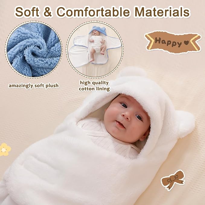 AiWMGL Baby Winter Fleece Swaddle Blanket 0-3 Months Boys Girls Warm Adjustable Newborn Swaddling Wrap Soft Plush Sleeping Sacks