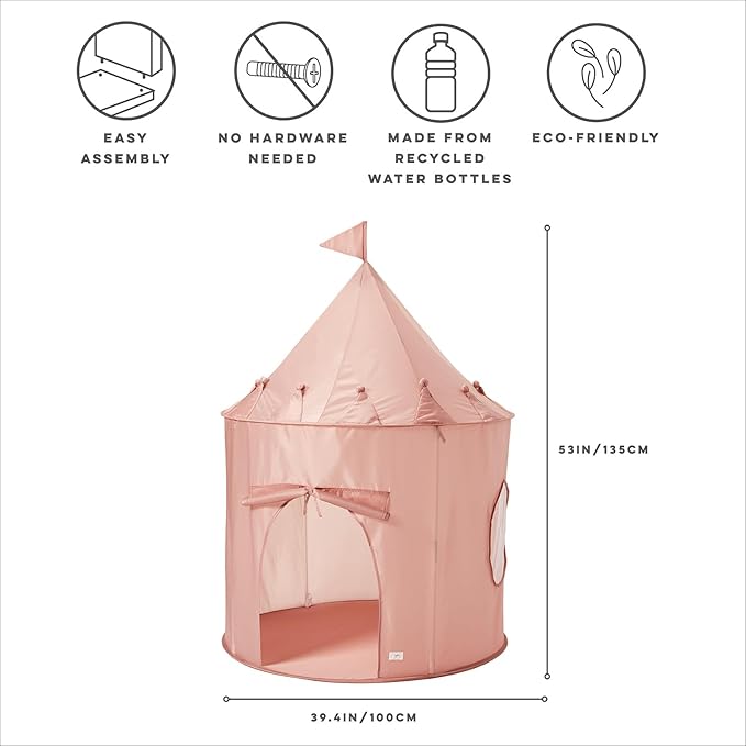 3 Sprouts Kids Play Tent - Sustainable Recycled Fabric ??Fun Spacious Childs Playhouse for Indoor Games for Boys & Girls - Durable Fort Pop Up House for Toddlers & Children Age 3-10 - Pink