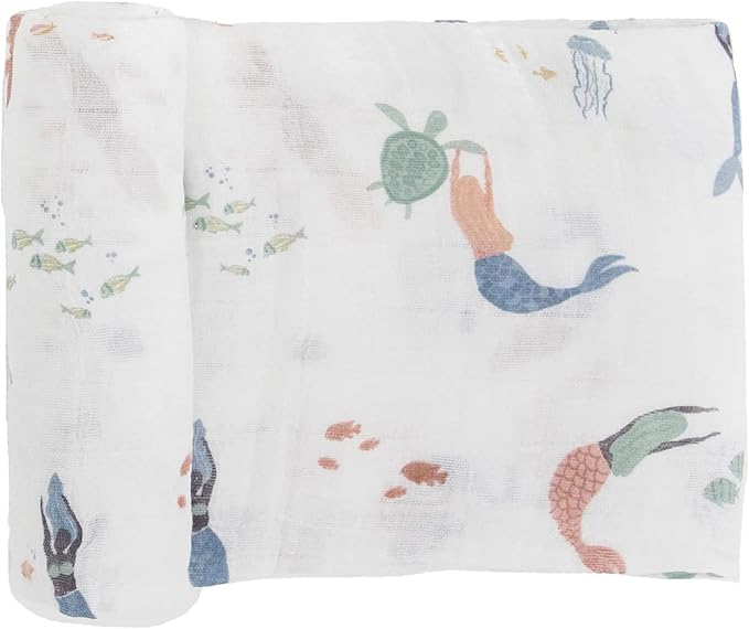 Little Unicorn Premium Cotton Swaddle Baby Blanket | Breathable Fabric | for swaddling, Play, Nursing & More (Mermaids)