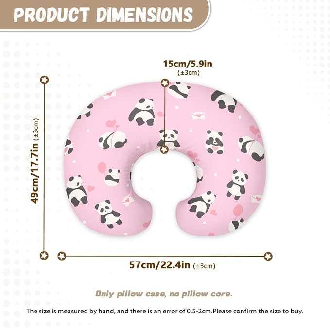 Panda 1 Nursing Pillow Cases for Newborn Support for Breastfeeding, Bottle Feeding & Bonding Feeding Pillow Cover Stretchy Comfortable Pillow Slipcover Cover Only