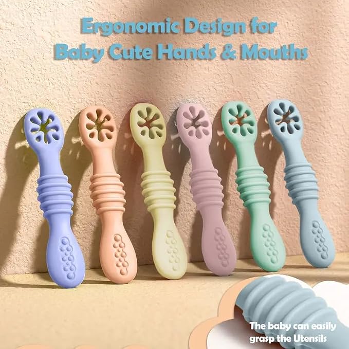 3-Pack Silicone Baby Feeding Spoons – Soft BPA-Free Infant & Toddler Training Spoons for Baby