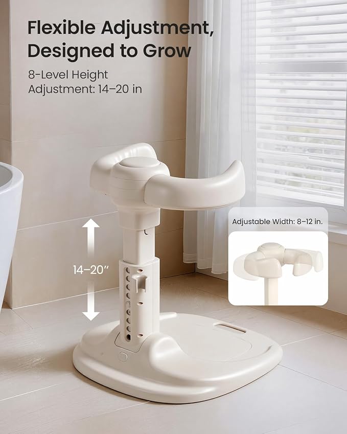 GROWNSY Baby Bath Stand for Babies 6 Months & Up, Foldable Baby Shower Stand for Infants and Toddlers, Adjustable Baby Shower Standing Support With Shower Holder