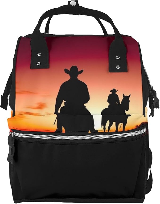 Texas Cowboy Diaper Bag Backpack Multifunction Nappy Bags Waterproof Mummy Backpack Large Capacity Travel Essentials Baby Bag with Changing Pad, Pacifier Holder