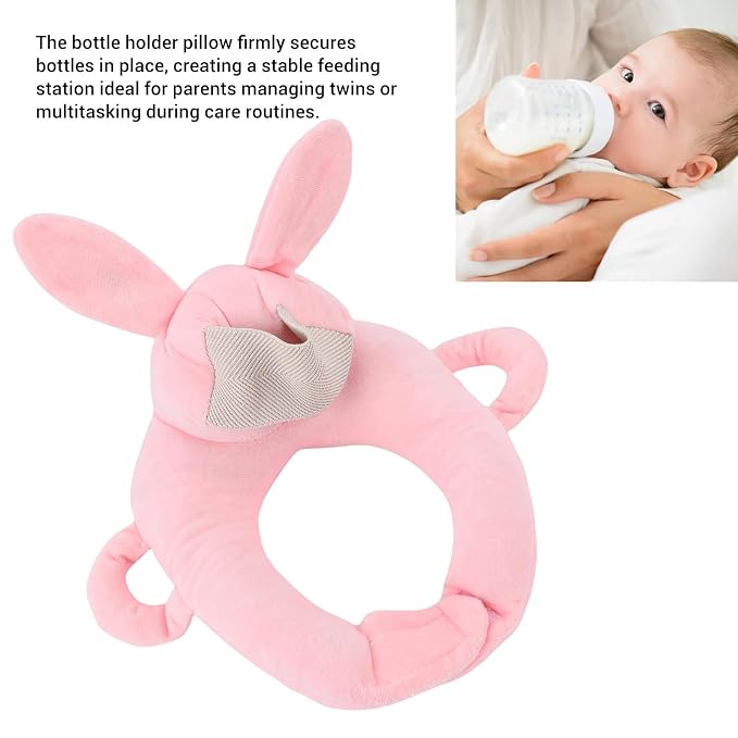 Bottle Feeding Support Pad, Soft Breathable Bottle Holder Pillow Fabric Stable Securing Holder for Comfortable Feeding (Rabbit)