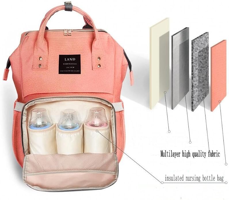 Land diaper bag multi-function waterproof travel backpack nappy bags insulated compartment pockets wipes pocket