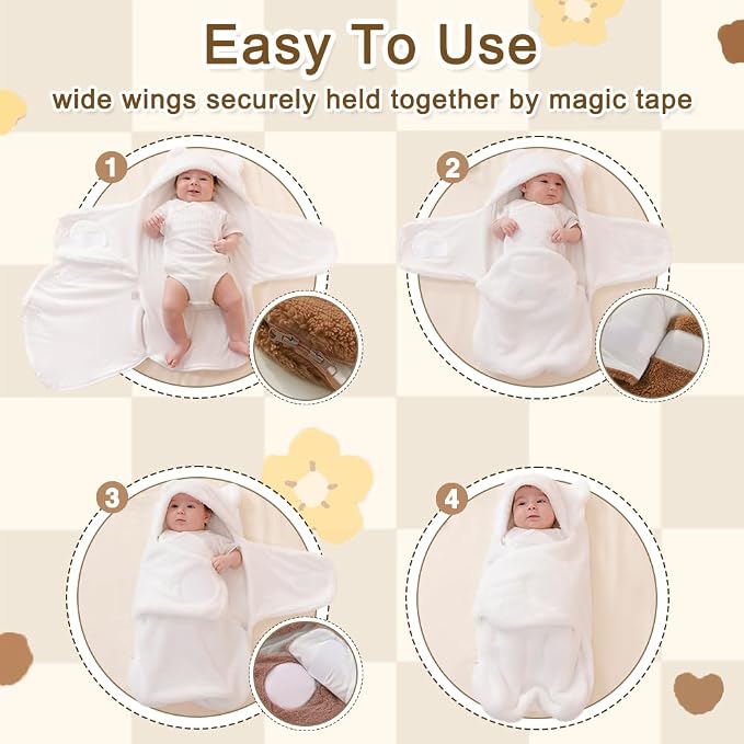 AiWMGL Baby Winter Fleece Swaddle Blanket 0-3 Months Boys Girls Warm Adjustable Newborn Swaddling Wrap Soft Plush Sleeping Sacks