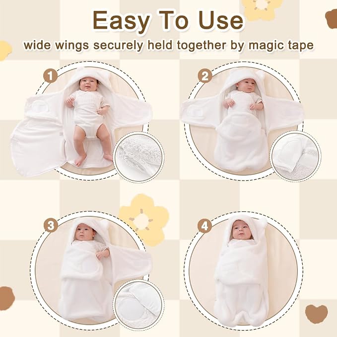 AiWMGL Baby Winter Fleece Swaddle Blanket 0-3 Months Boys Girls Warm Adjustable Newborn Swaddling Wrap Soft Plush Sleeping Sacks