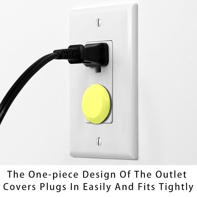 Pure Luminous Yellow Color Outlet Covers Baby Proofing Safe & Secure Electric Plug Protectors | Sturdy Childproof Socket Covers for Home & Office | Easy Installation | Protect Toddlers & Babies