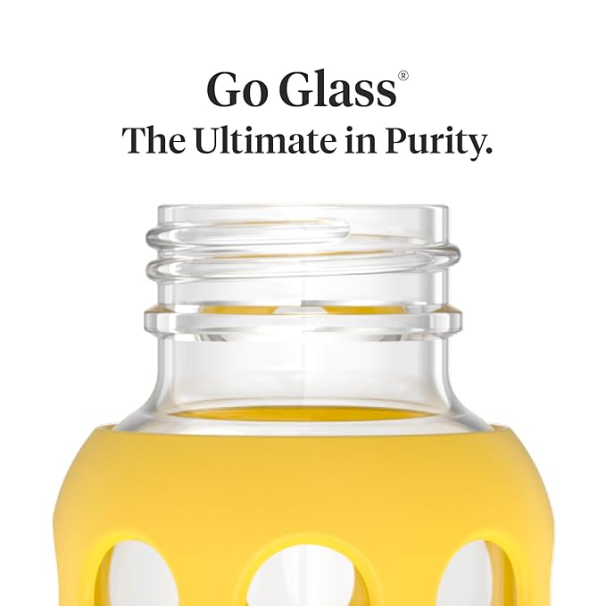 Lifefactory 9-Oz Glass Baby Bottle with Stage 2 Nipple and Protective Silicone Sleeve Mango