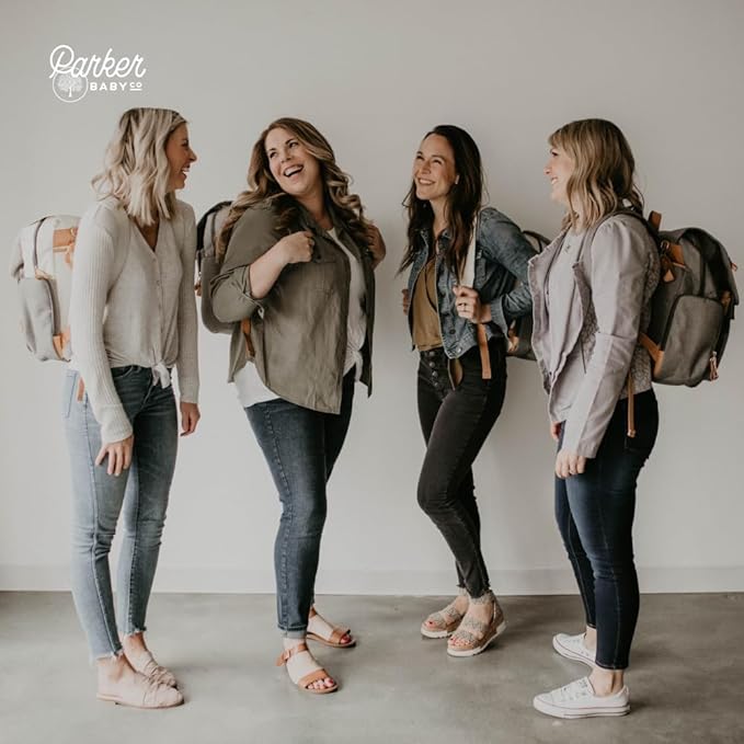 Parker Baby Diaper Backpack - Large Diaper Bag with Insulated Pockets, Stroller Straps and Changing Pad -"Birch Bag" - Cream