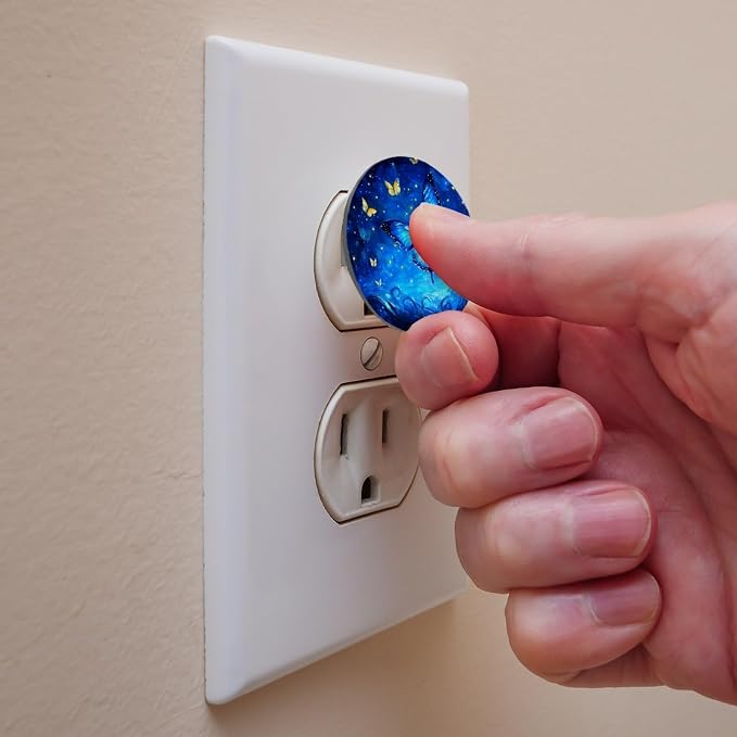 Blue Butterfly 24 Packs Socket Covers Baby Proofing, Electrical Outlet Plug Covers, 2-Prong Power Wall Plugs Socket Caps for Office, Home, Kitchen, Bathroom