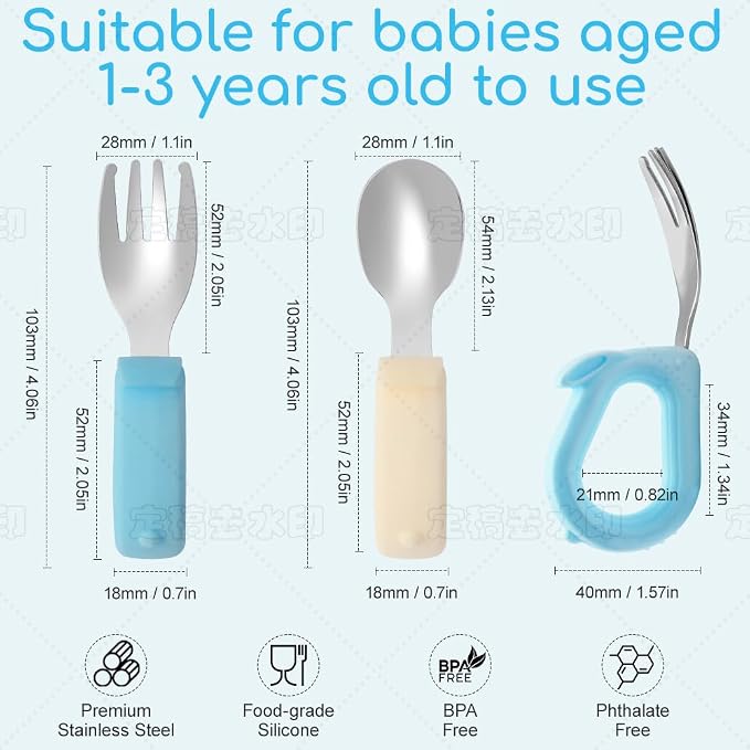 Kids Utensils Set, 18/8 Stainless Steel Spoons and Forks, BPA Free, Dishwasher Safe, Children Safe Toddler Flatware