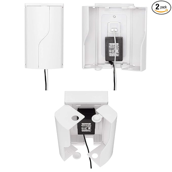 Safety Innovations Twin Door Baby Safety Outlet Cover Box for Babyproofing Outlets - More Interior Space for Extra Large Electrical Plugs and Adapters - Easy to Install - Easy to Use, (2-Pack)