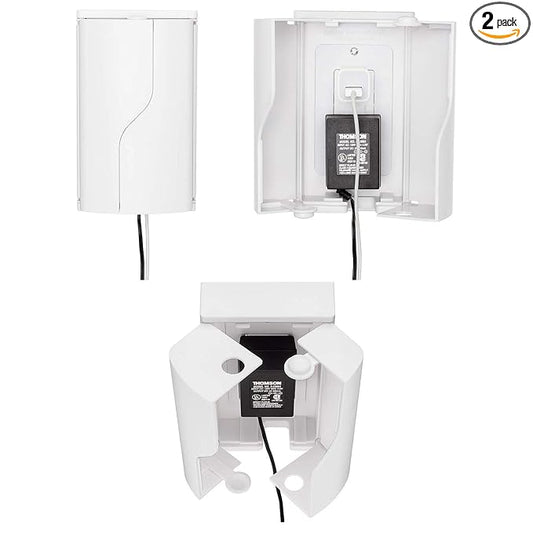 Safety Innovations Twin Door Baby Safety Outlet Cover Box for Babyproofing Outlets - More Interior Space for Extra Large Electrical Plugs and Adapters - Easy to Install - Easy to Use, (2-Pack)