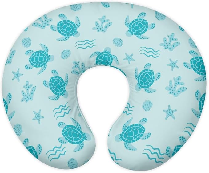 Sea Turtle Nursing Pillow Cover for Baby Boys Girls, Machine Washable Breastfeeding Pillow Slipcover, Soft Nursing Pillowcase for Newborn Infant, Cover Only