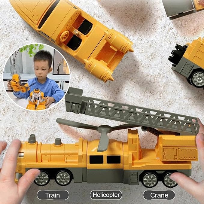 Magnetic Transform Engineering Car Assembled Toys with Storage Box, Toys for Toddlers 3-4 Magnetic Blocks for Kids Age 3-5 4-8 Outdoor Toddler Activities Toys (Engineering Series (35 Pieces))